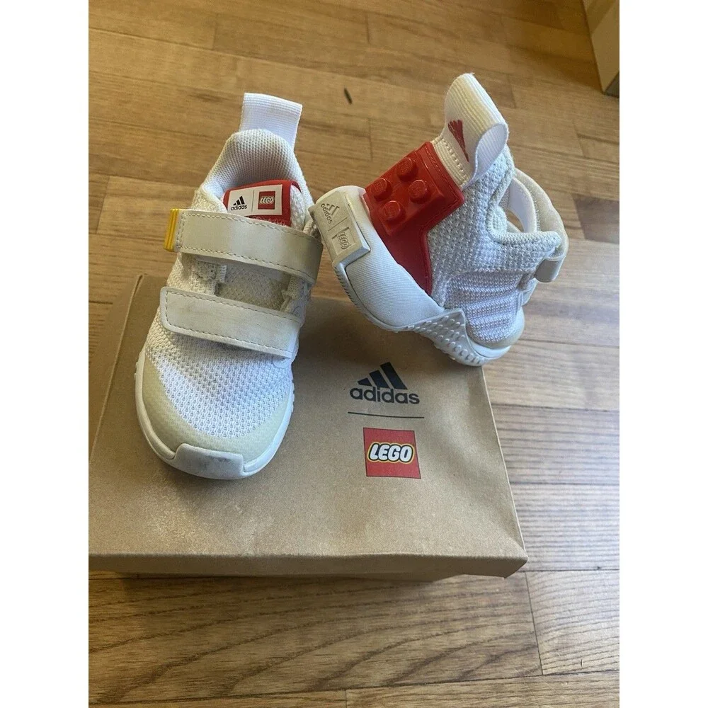 Adidas Lego Kids' Red White Size 5.5K Toddler Baby Sneakers With Box Rare GUC!